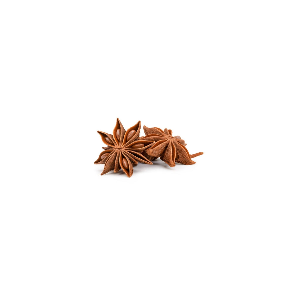 Whole star anise pods close up